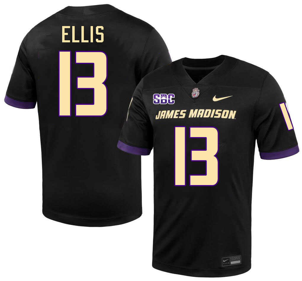 #13 Landon Ellis JMU Jersey,James Madison Dukes Football Jerseys Stitched-Black #13 Landon Ellis JMU Jersey,James Madison Dukes Football Jerseys Stitched-Black